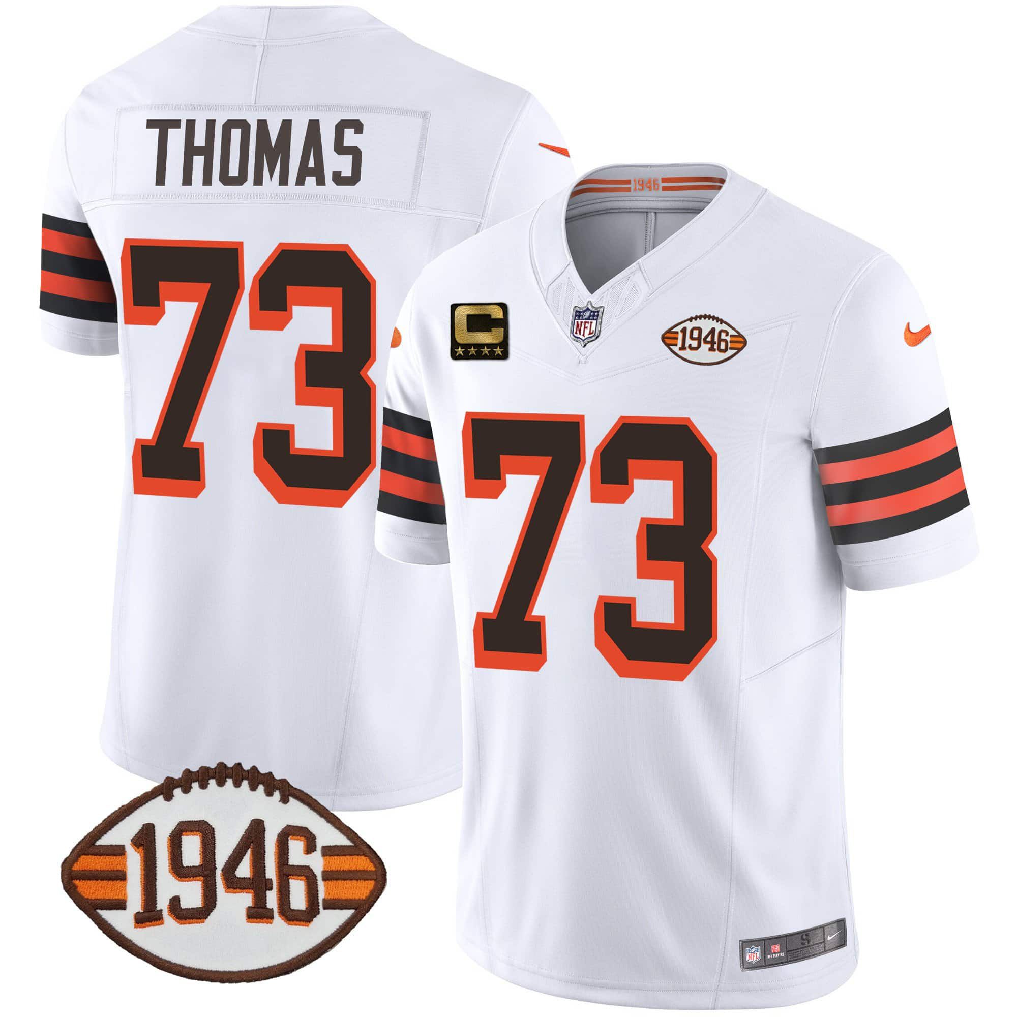 Men Cleveland Browns 73 Thomas White 1946 75th Anniversary Patch 2024 Nike NFL Jersey